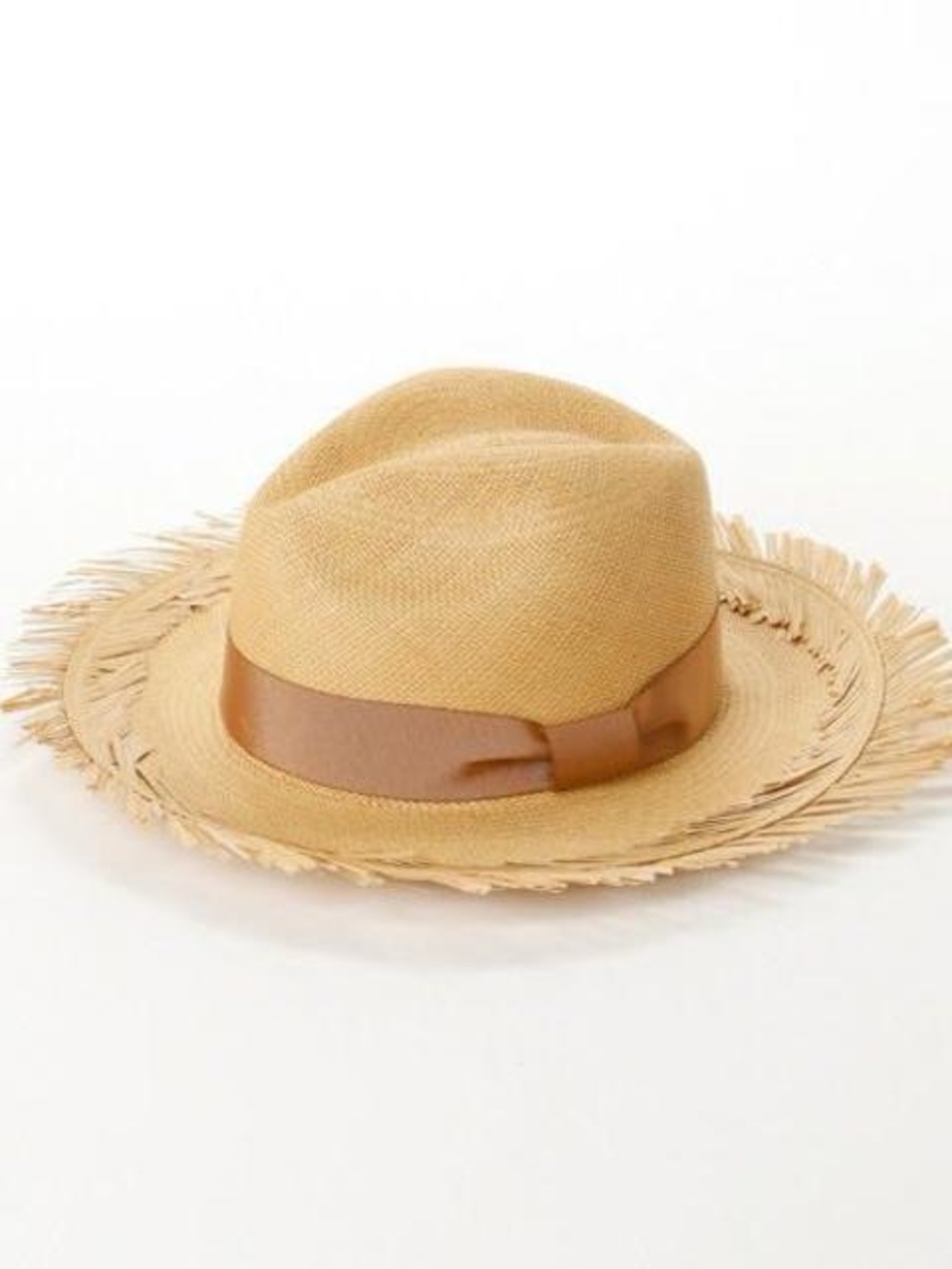 New Sensi Studio Panama Hat Toquilla Straw Raw Edge Fedora Beige